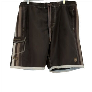 Ripzone Board Shorts Mens Medium (34) Brown Pockets Surfer Beach Vacation